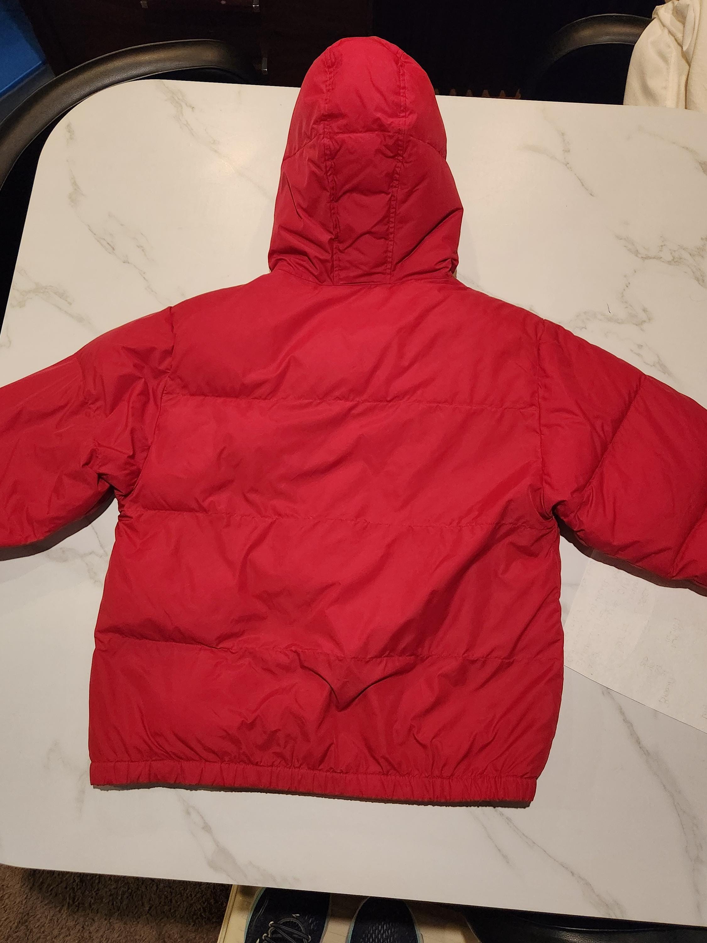 1980s Red Nautica Jeans Co Hooded Down Puff Ski Jacket Size 1980s Red Nautica Jeans Co Hooded Down Puff Ski Jacket Size