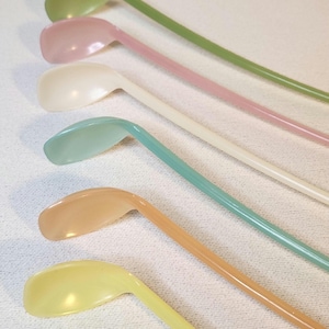 Six Vintage Tupperware 12&quot; Long Handled Iced Tea Spoons #165 Pastel Colors Tupperware
