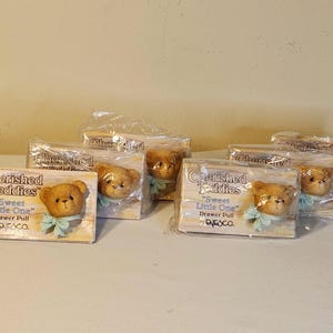Six Vintage 1996 Cherished Teddies Sweet Little One Drawer Pulls by Enesco