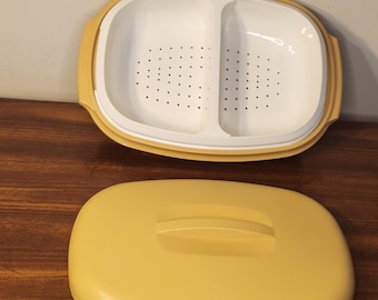 Vintage Tupperware vier Stück Ernte Gold Gemüse-Dampfgarer Mahlzeiten In Minuten #1273