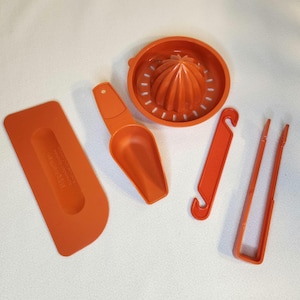 Lot of Vintage Orange Tupperware Gadgets 1970s Harvest Orange Tupperware