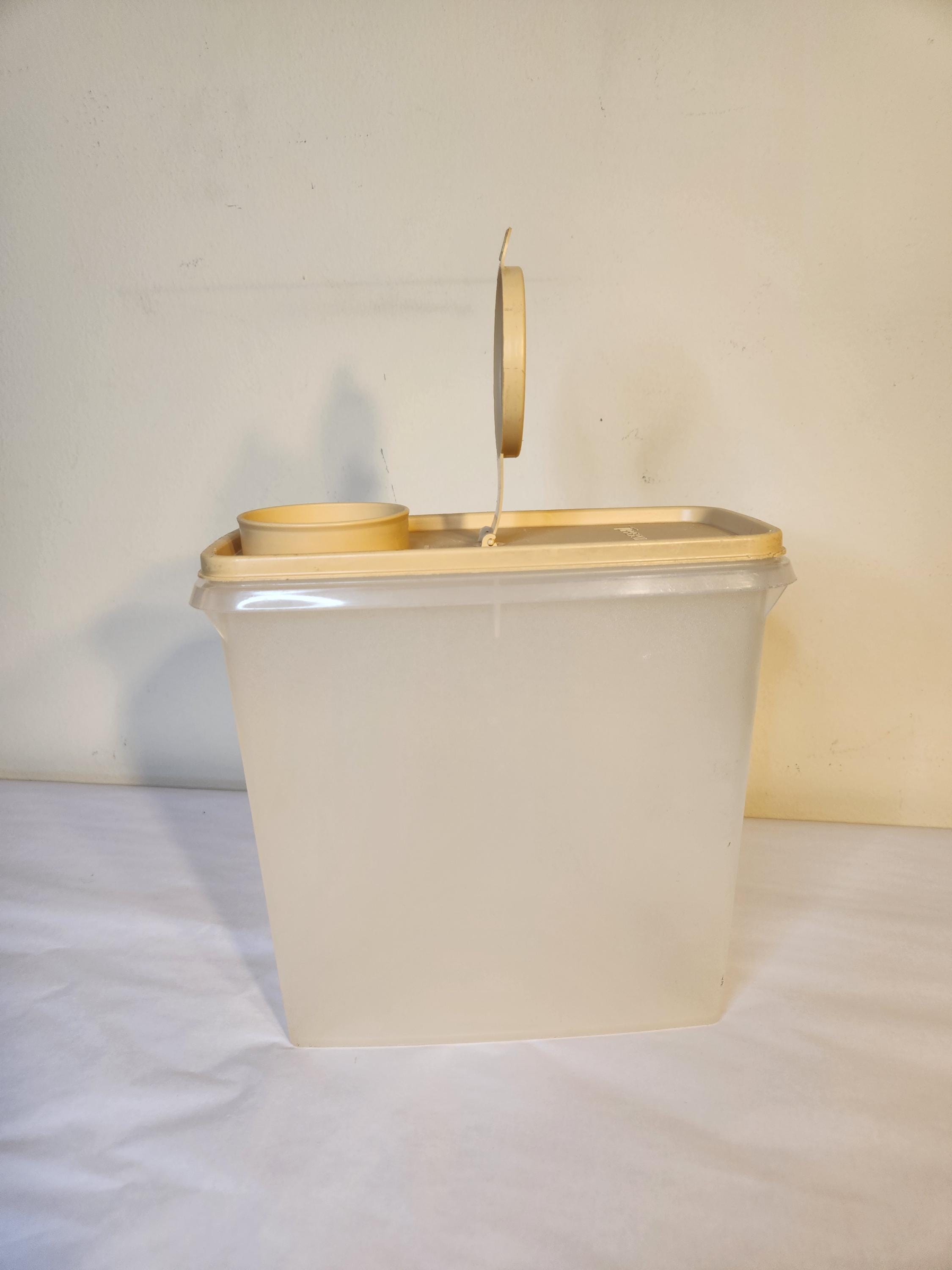 Vintage Klar Tupperware Müsli Halter # 469-9 mit Ernte Gold Deckel