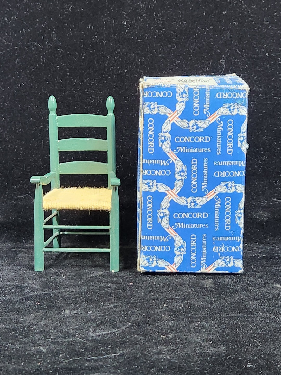 Vtg Concord Miniatures Miniature Dollhouse Green Ladder Back Etsy