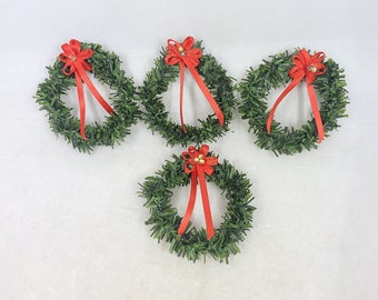 Four Miniature Dollhouse Christmas Wreaths Decorations