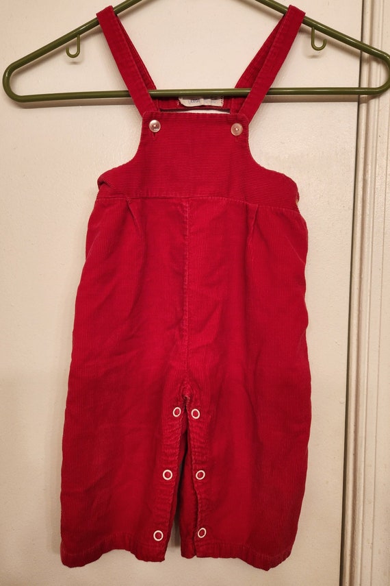 Vintage Infant Red Corduroy Bib Overalls By Thomas