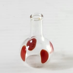 Vintage Miniature Dollhouse Glass Vase Decanter With Retro Red Painted Accents
