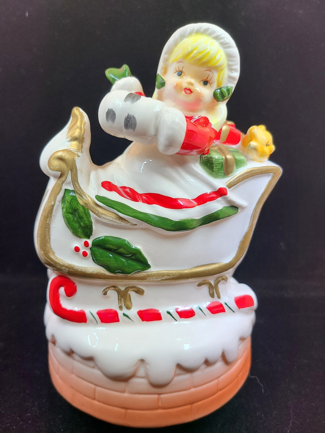 Vintage Earthenware Taiwan Musical Rotating Figurine in Original Box Etsy