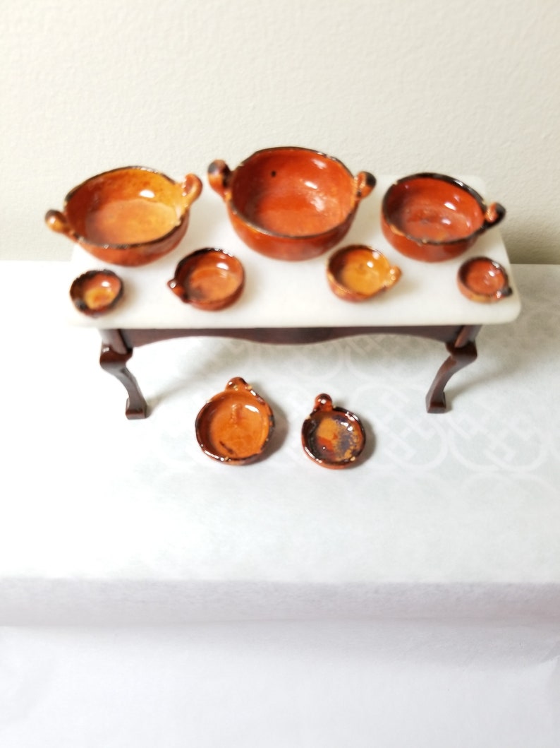 Miniature Dollhouse Amber Glass Fruit Bowl 1//2/" H