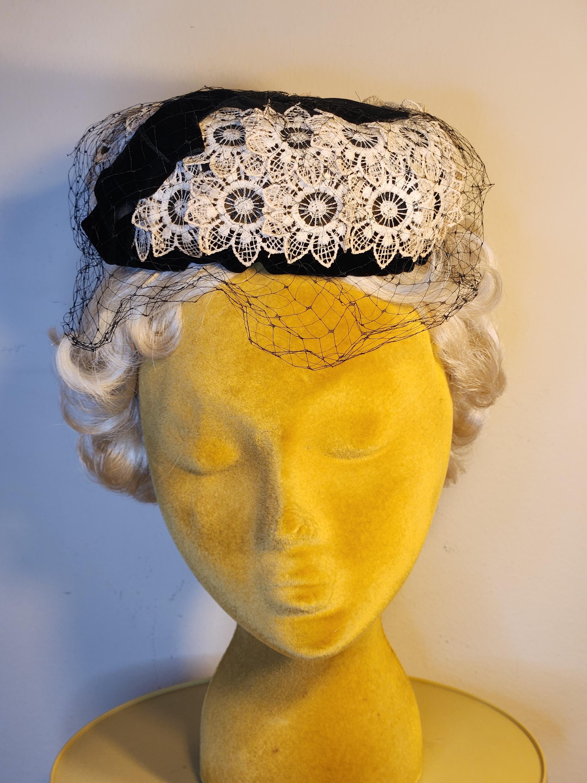 RARE Vintage Janyth Roy UNION MADE Navy Blue Ribbon Bow Raffia Vintage 40s Hat 1940s Union Made Hat - Etsy main image 3