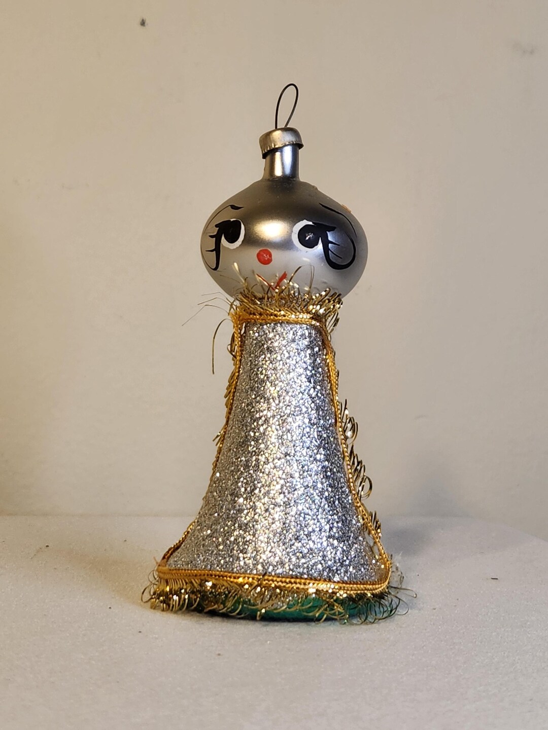 Vintage 4” Blown Glass Bell Shaped Angel Christmas Ornament De Carlini ...