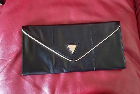 Black Guess Clutch Bag With Goldtone Trim - image 1