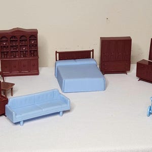 Vintage 13 Piece Lot of Mcm Miniature Dollhouse Broyhill Brasilia Style Furniture