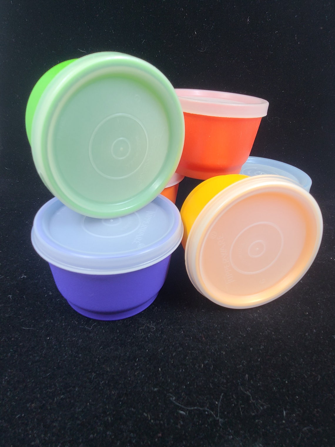 Six Vintage Tupperware Snack Cups With Lids Etsy