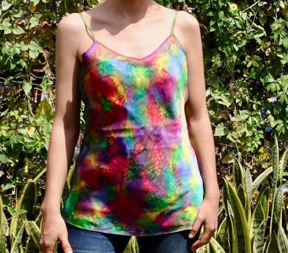 Silk Camisole Hand Painted Silk Rainbow Color Cami Wearable Art. Silk Spaghetti Top Multicolor Lingerie Hand Painted Top Easy Wash Etsy Ireland