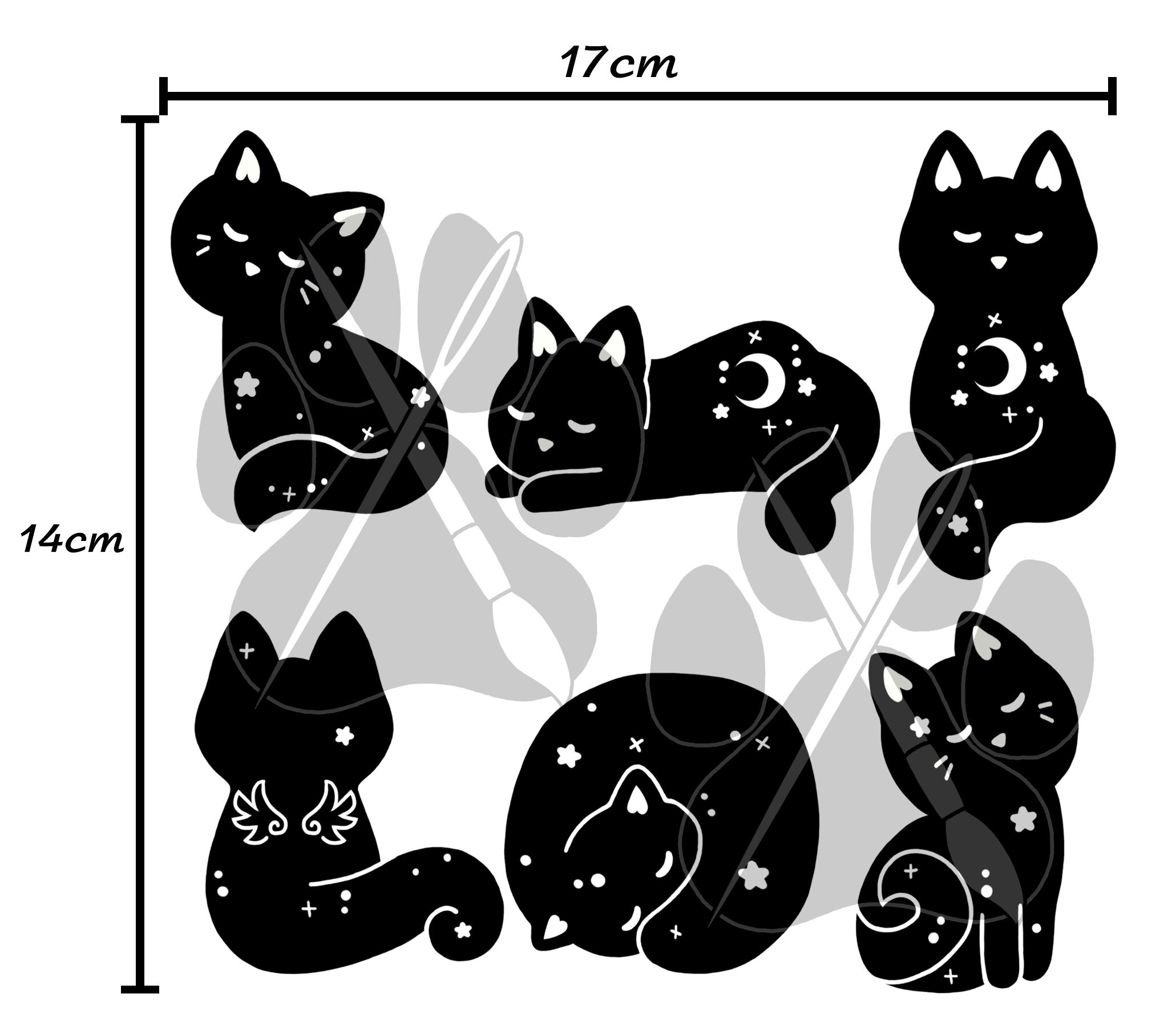 cats set vol1 stickers cute vinyl stickers tearproof etsy