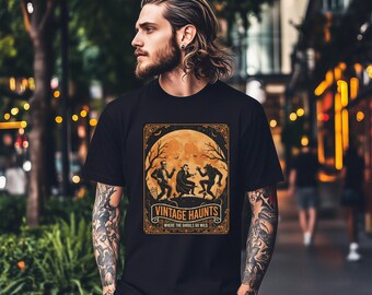 Vintage Halloween T-Shirt: Retro Monster Mash Tee - Frankenstein, Dracula, Wolfman