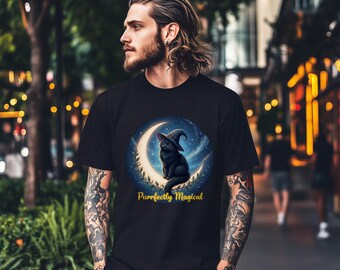 Witchy Black Cat T-Shirt: Halloween Feline Lover Tee