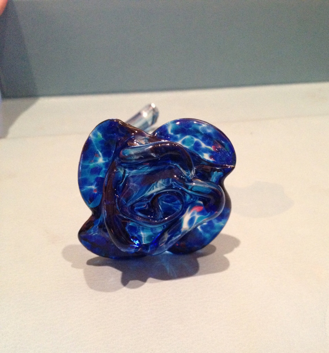 Handblown Glass Rose Etsy