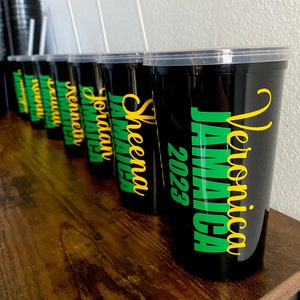 Jamaica bachelorette / custom name / Jamaica vacation / girls trip / girls trip gift / girls trip cups / 22oz stadium cup / personalized cup