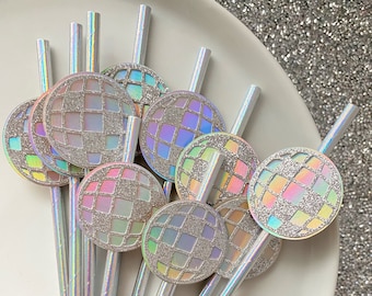 disco ball party straws / disco decorations / disco bachelorette party decorations / disco ball decor / disco party supplies / disco balls