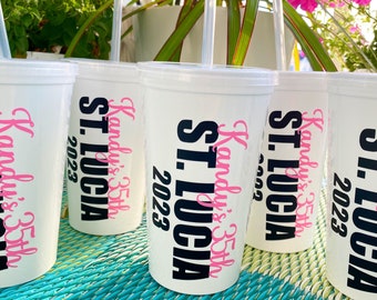 birthday trip / birthday cups / girls trip / girls trip cups / 22oz stadium cups / personalized cups / girls weekend / vacation cups