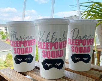 sleepover squad / 22oz stadium cup / sleepover party / spa party / pajama party / slumber party squad / sleepover party squad / spa birthday