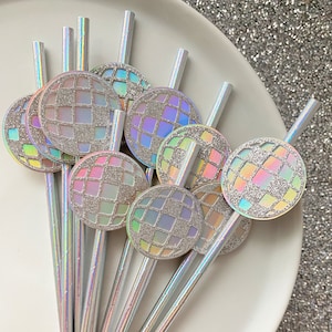 disco ball party straws / disco decorations / disco bachelorette party decorations / disco ball decor / disco party supplies / disco balls