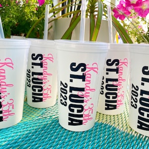 birthday trip cups / 22oz stadium cups / birthday cups / girls trip / girls trip cups / personalized cups / girls weekend / vacation cups