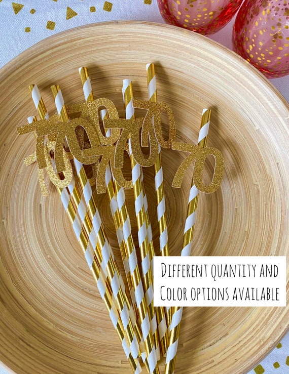 Paper Straws / 70th Ideas / 70th Birthday Decorations / 70th Birthday Party Straws / 70th Party Supplies / Paper Party Straws / 70th Decor