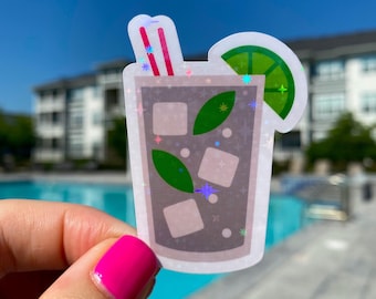 mojito sticker / holographic / cute mojito drink stickers / summer stickers / summertime cocktail sticker / summer drinks sticker