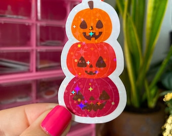 halloween pumpkins sticker / holographic / jack-o-lantern stickers / cute trendy halloween stickers / halloween spooky season stickers