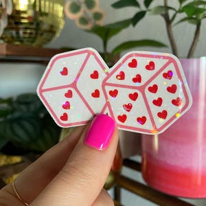 heart dice sticker / holographic vinyl / trendy stickers / Valentine’s Day stickers / love stickers / y2k stickers / dice stickers