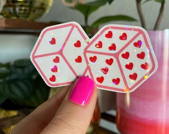 heart dice sticker / holographic vinyl / trendy stickers / Valentine’s Day stickers / love stickers / y2k stickers / dice stickers