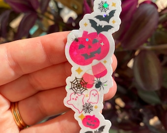 cute trendy colorful Halloween stickers / holographic / Halloween pumpkin stickers / spooky season stickers / pink Halloween stickers