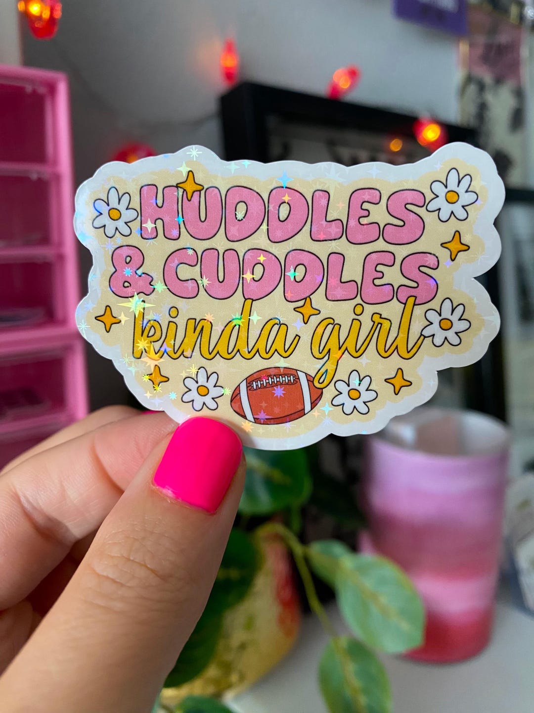Huddles and Cuddles Football Sticker / Holographic / Cute Cozy Fall ...