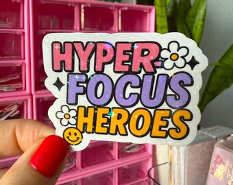neurospicy stickers / holographic / hyperfocus neurodivergent stickers / adhd ocd stickers / autism stickers / funny mental health stickers
