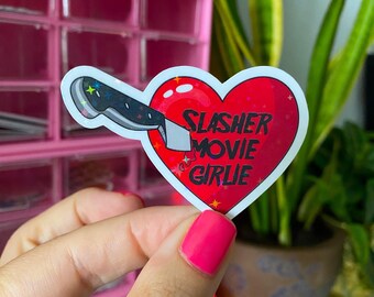 slasher movie girlie sticker / holographic vinyl / horror movies stickers / spooky season stickers / stickers for horror lovers