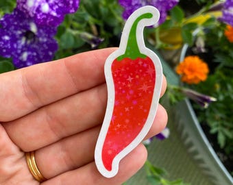 autocollant poivron rouge épicé / autocollants légumes du jardin / autocollants légumes d'été / autocollants jardinage / autocollants marché de producteurs
