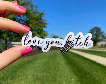 love you b*tch sticker / holographic vinyl / laptop stickers / trendy stickers / best friend stickers / funny bff stickers / bestie stickers