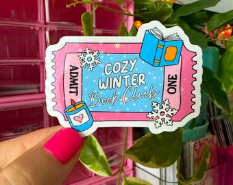 cozy winter book club sticker / holographic / cute winter bookish stickers / winter bookish girlie stickers / trendy winter bookish stickers