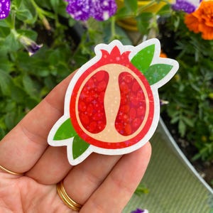 pomegranate sticker / cute fruit sticker / summer fruit stickers / garden stickers / farmers market fruit stickers / foodie stickers