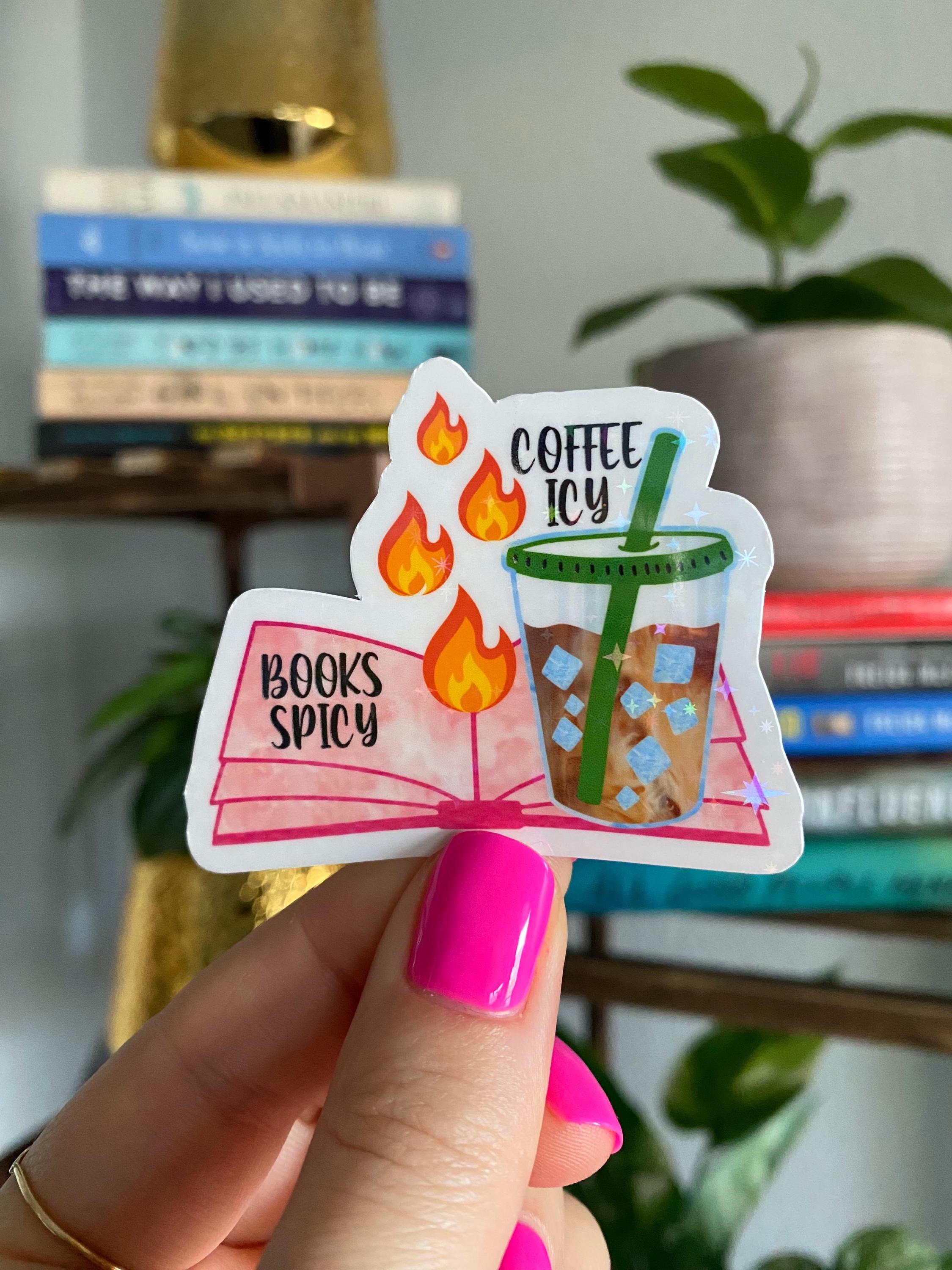 Books Spicy Coffee Icy Sticker / Funny Holographic Book Sticker ...