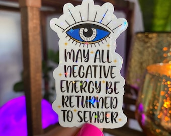 may all negative energy be returned to sender sticker / evil eye sticker / spiritual evil eye sticker / evil eye protection sticker