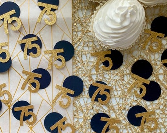 75th Birthday Confetti / 50 Pieces / 75th Birthday Decorations / Custom Age Confetti / Number Confetti / 75th Party Supplies / 75th Decor