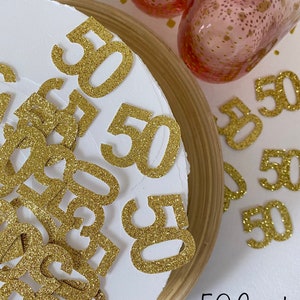 50th Birthday Confetti / 50 Pieces / 50th Birthday Decorations / Custom Age Confetti / Number Confetti / 50th Party Supplies / 50th Decor