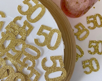 50th Birthday Confetti / 50 Pieces / 50th Birthday Decorations / Custom Age Confetti / Number Confetti / 50th Party Supplies / 50th Decor