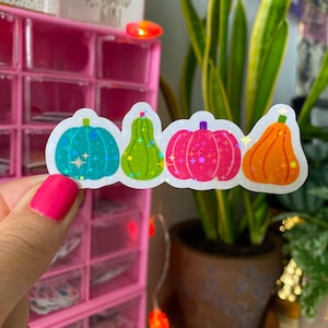 cute fall pumpkins sticker / holographic / fall stickers / cute trendy halloween stickers / colorful fall pumpkin sticker