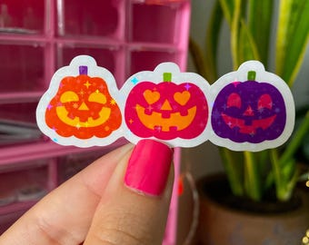 jack-o-lantern sticker / halloween pumpkins sticker / holographic / cute trendy halloween stickers / halloween spooky season stickers