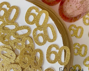 60th Birthday Confetti / 50 Pieces / 60th Birthday Decorations / Custom Age Confetti / Number Confetti / 60th Party Supplies / 60th Decor