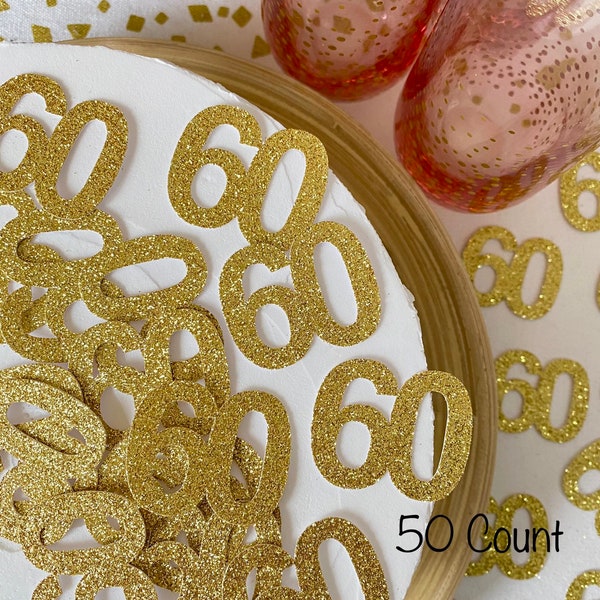 60th Birthday Confetti / 50 Pieces / 60th Birthday Decorations / Custom Age Confetti / Number Confetti / 60th Party Supplies / 60th Decor